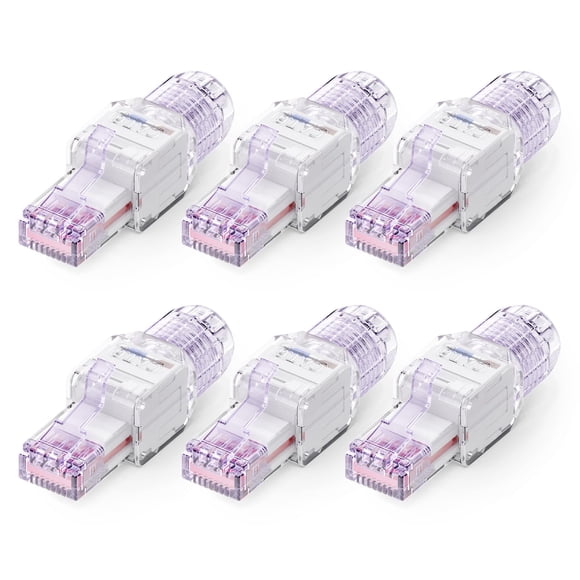 VCELINK CAT6 Tool-Free RJ45 Connector, No-Crimp Compact UTP Reusable Plug for Field Termination for 23-26 AWG Ethernet Cables, 1000 Mbps, Transparent