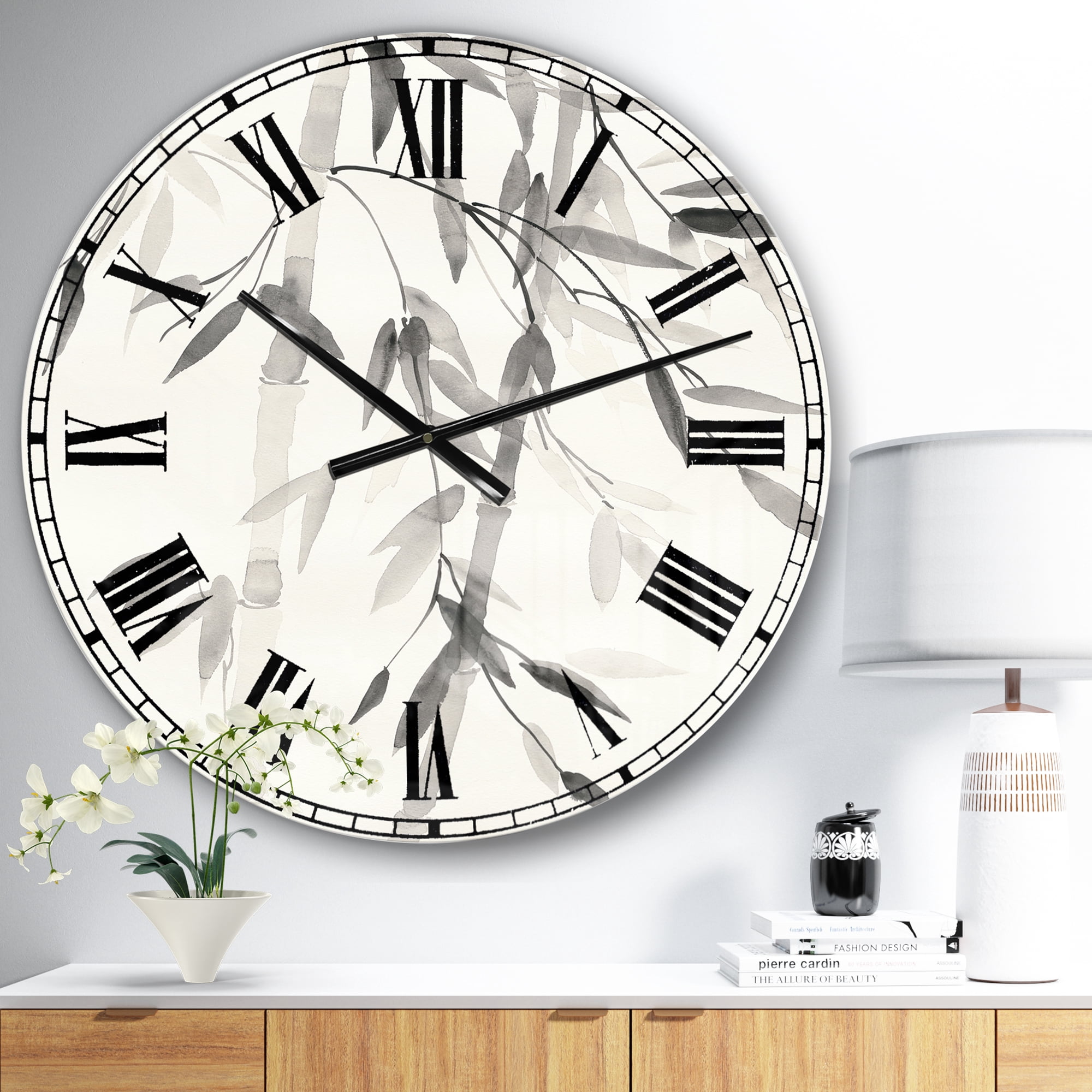 Designart Oversized Off-White Analog Round Cabin Lodge Modern Wall Clocks, CLM30592-C23