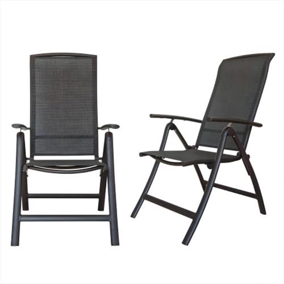 Cterwk Folding Patio Chair Set of 2, Aluminium Frame Reclining Sling Lawn Chair with Adjustable High Backrest for Outdoor, Camping,Porch