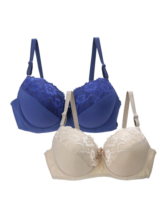 2 Pack Wireless Comfortable Bra for Women Plus Size, Full Coverage Seamless T Shirt Bra No Underwire, Adjustable Straps for BCDE Cup 34-44 Large Bust, Purple,85D
