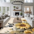 thumbnail image 3 of 8'x10' Area Rugs, Sunflower Indoor Outdoor Area Rug for Living Room Bedroom, Butterfly Spring Floral Botanical Washable Bathroom Rugs Kitchen Floor Carpet Mats Home Decor Aesthetic, 3 of 8