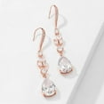 thumbnail image 2 of PYNZY Women's Dangle Drop Cubic Zirconia Jewelry Earrings Rose Gold Plated for Bride Wedding as Female Birthday Gifts, 2 of 6