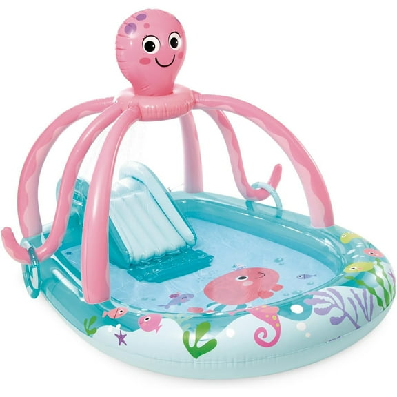 Friendly Octopus Inflatable Play Center W/ Water Slide, Kids Ages 2 