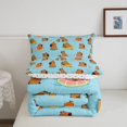 thumbnail image 5 of Manfei Cartoon Capybara Full Size Comforter Sets,Kawaii Swim Ring Print Bedding Comforter Set,Blue,Polkadot Reversible,3-Piece,1 Comforter and 2 Pillowcases, 5 of 7