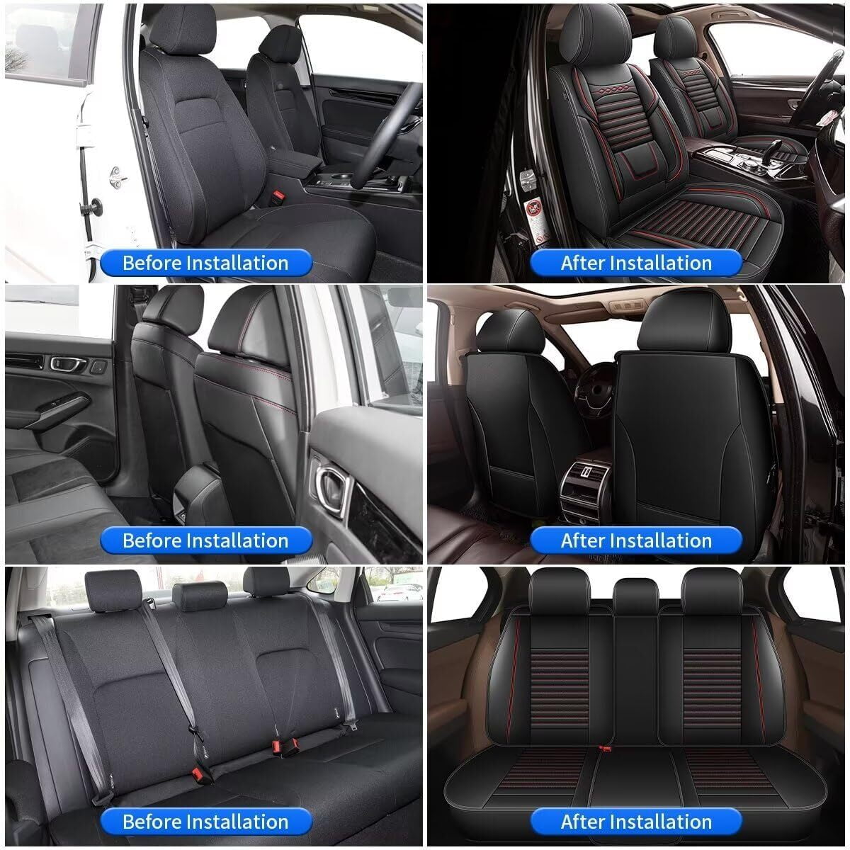Toyota Tacoma Seat Covers Fit for 2016-2023 Full Set Fit for Toyota Tacoma Truck Double Crew Cab Semi-Custom Car Seat Covers（Red）