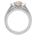 thumbnail image 3 of Large Wedding Ring Set Round Morganite Halo Diamond Ring 14K White Gold 3.20 Carat, 3 of 5