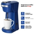 thumbnail image 3 of 2 in 1 Single Serve Coffee Maker for K Cup Pods & Ground Coffee, Mini K Cup Coffee Machine with 6 to 14 oz Brew Sizes, Single Cup Coffee Brewer with One-Press Fast Brewing, Reusable Filters,Blue, 3 of 9