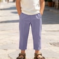 thumbnail image 5 of Mifsaly Boys Linen Pants Kids Elastic Waist Casual Summer Pants Lightweight Loose Fit Everyday Relaxed Pull On Trousers with Pockets, 5 of 9