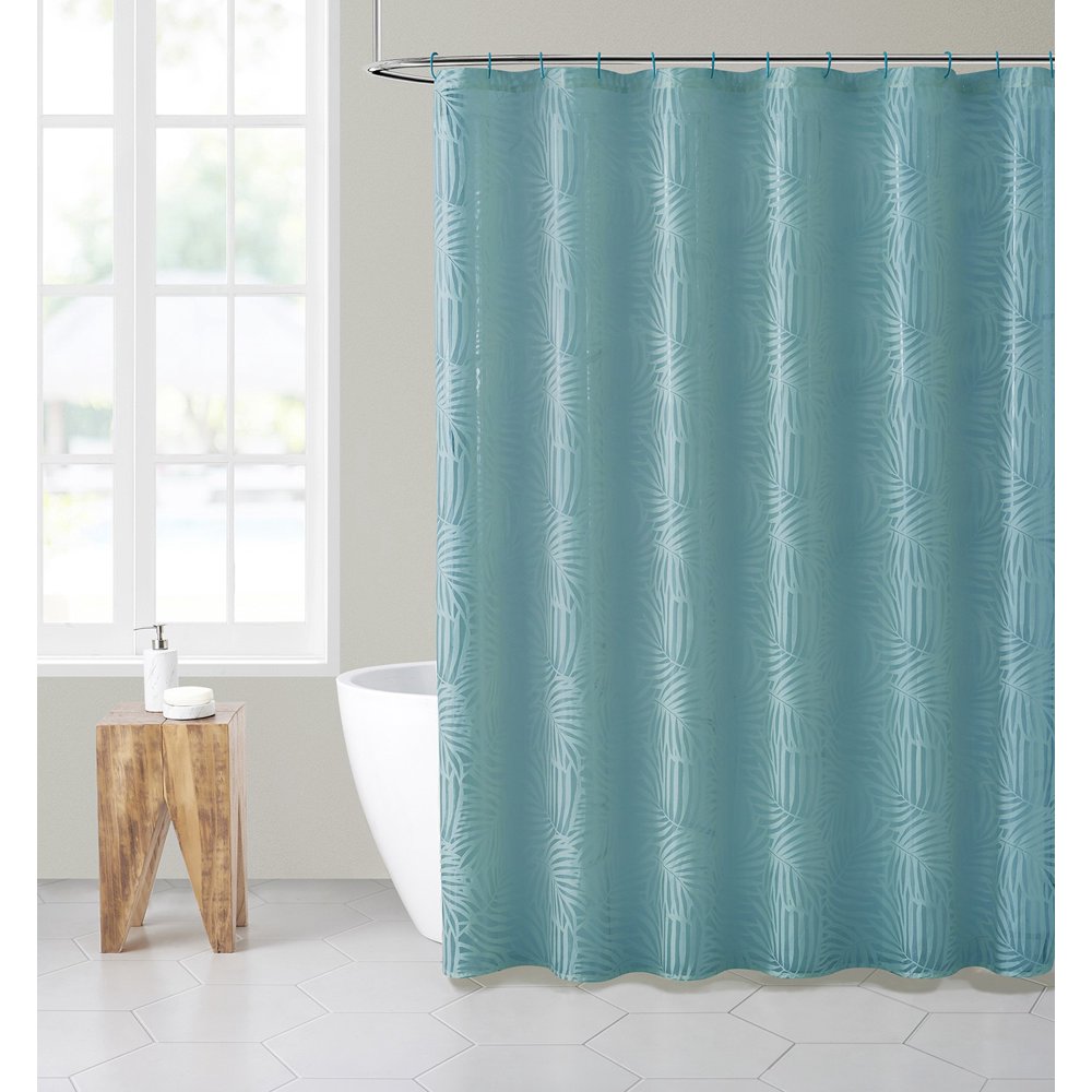 Mainstays 14 Piece Fern Print Sheer Shower Curtain Set with Liner and