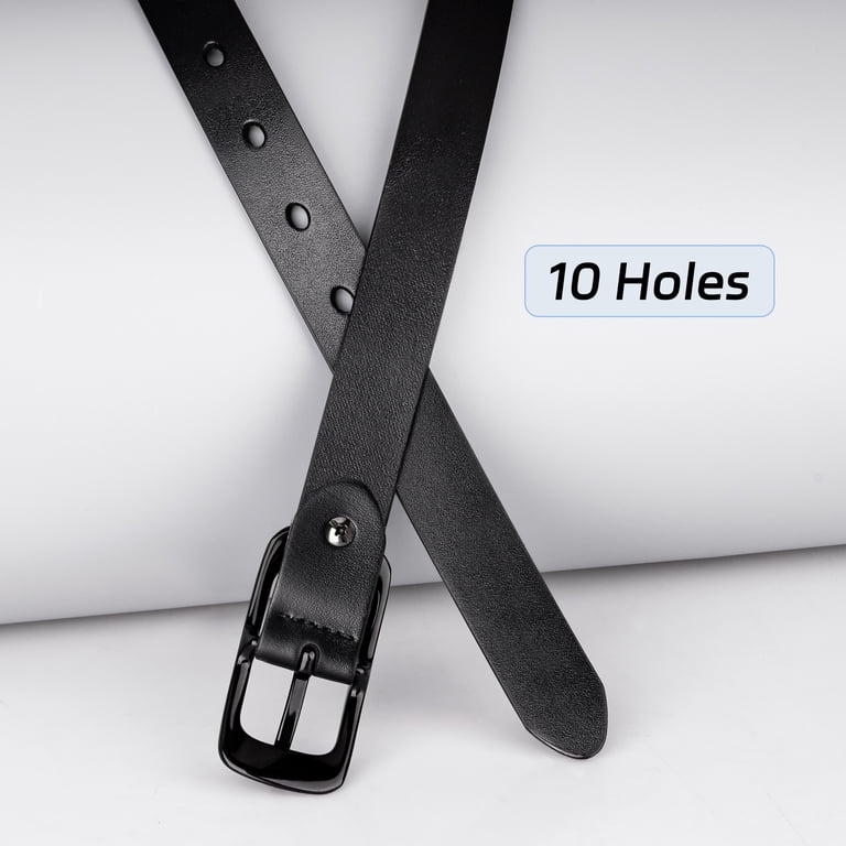 Maikun Women's Leather Pin Buckle Belt, Black photo 4