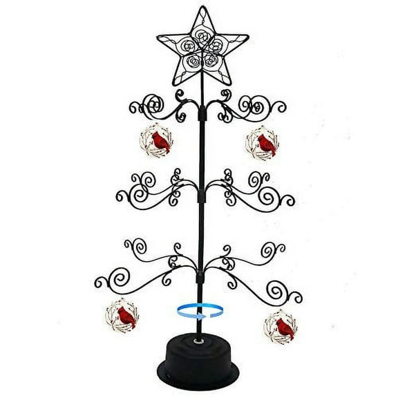 HOHIYA Ornament Display Tree Stand Metal Christmas Rotating Tabletop 24 Inch Black