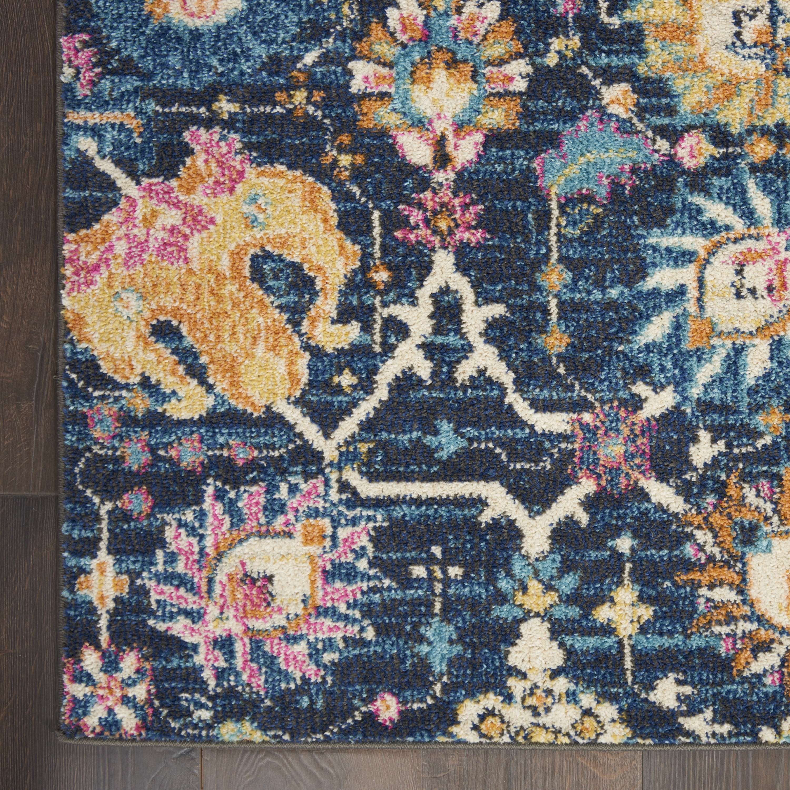 Nourison Passion Floral Navy 5'3" x 7'3" Area Rug, (5x7)
