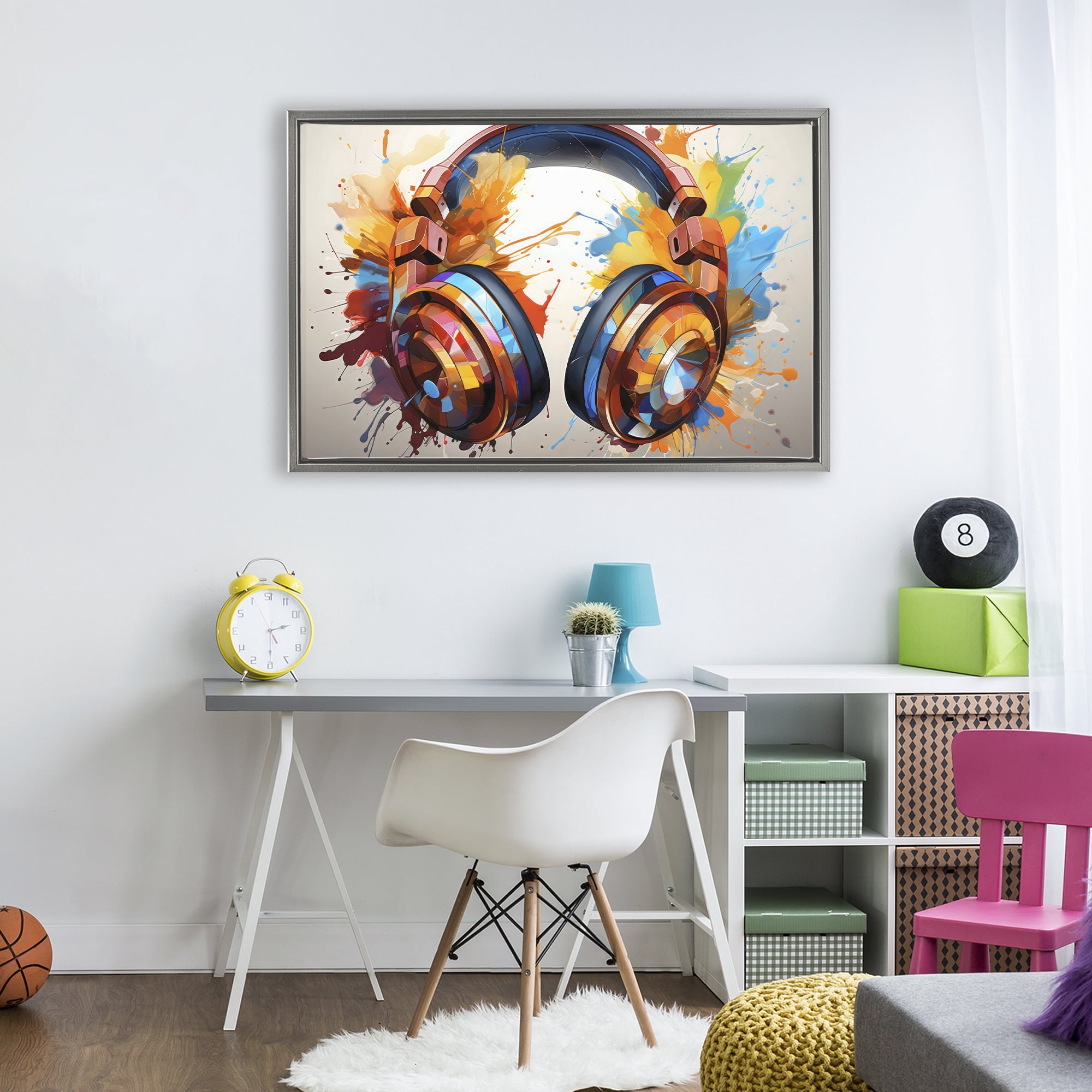 Stupell Industries Music In Color Splatter Gray Framed Floater Canvas Wall Art, design by Creative Studio