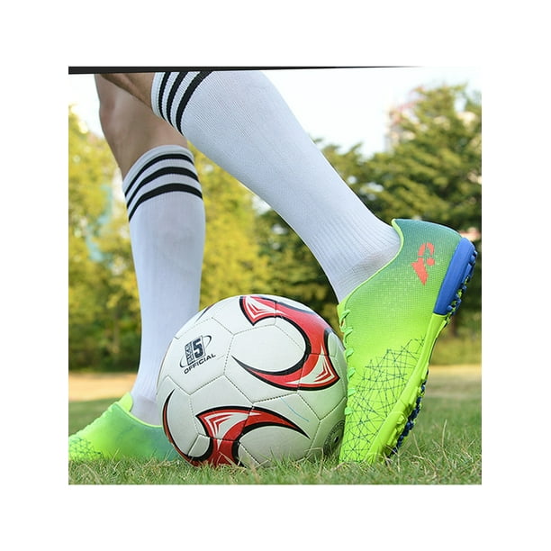 MAWCLOS Youths Football Shoes Lace Up Sport Sneakers Round Toe Breathable Soccer Cleats Low Top Gym Athletic Shoe Fluorescent Green 4 little kids Walmart