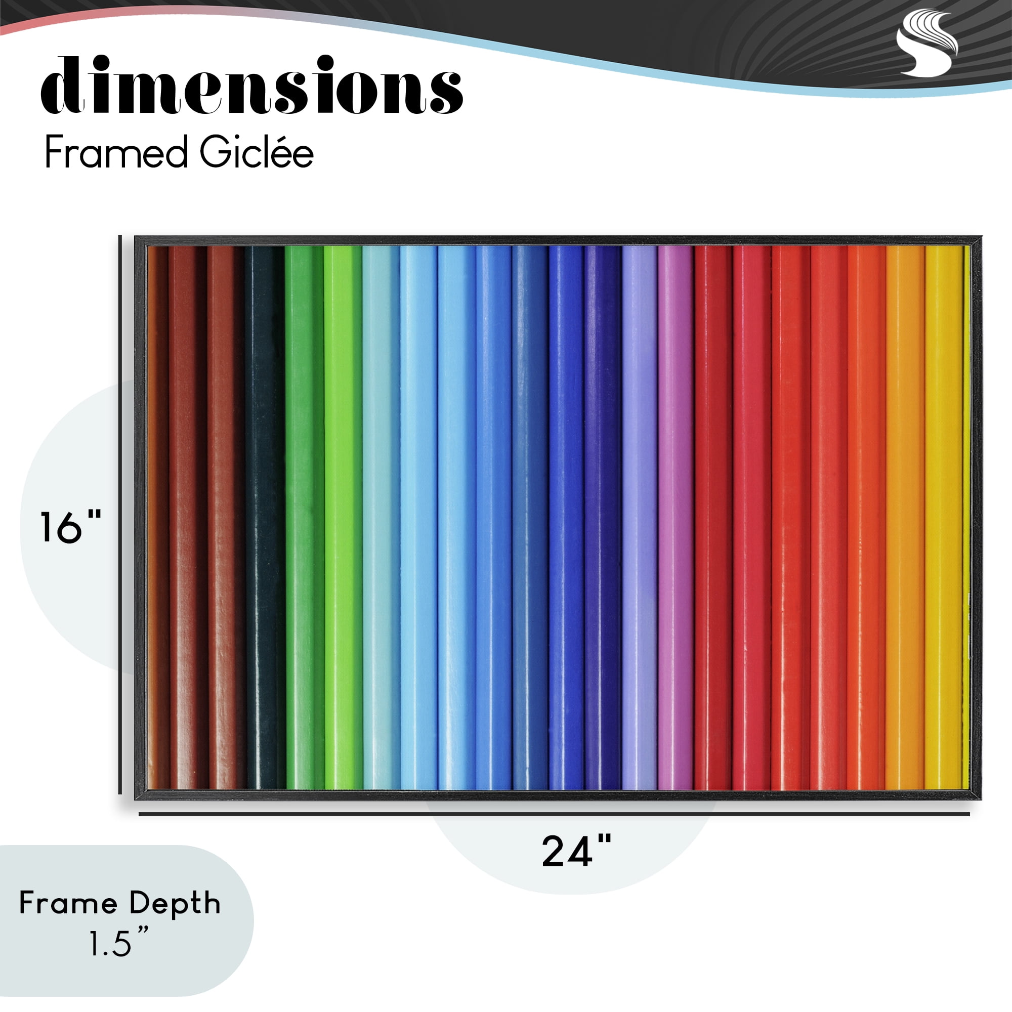 Stupell Industries Colored Pencil Lineup Black Framed Giclee Art, design by Tom Quartermaine