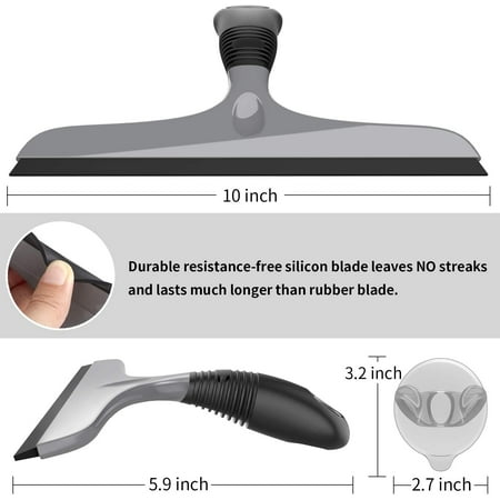 MR.Siga Multi-Purpose Silicon Squeegee Includes Suction Hook, 10 inch, Grey & Black, 1 Pack