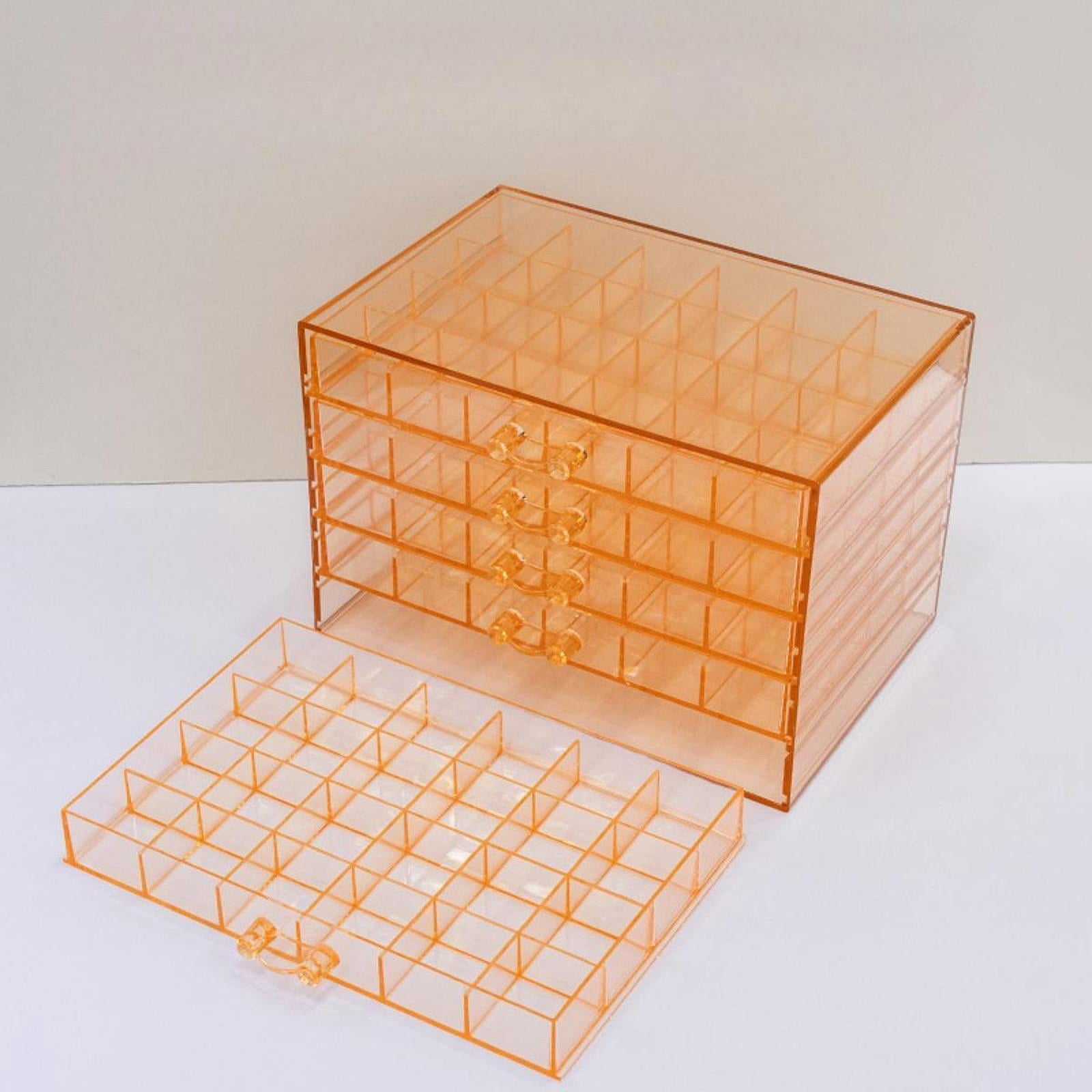 Milageto Nail Arts Storage Box 120 Jewelry Organizer for Earring Beads Glitters Orange
