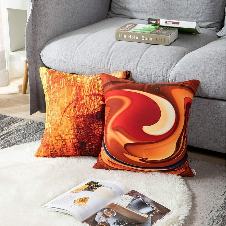 Orange Throw Burnt Red Pillows Plain Velvet Cushion Cover Burnt