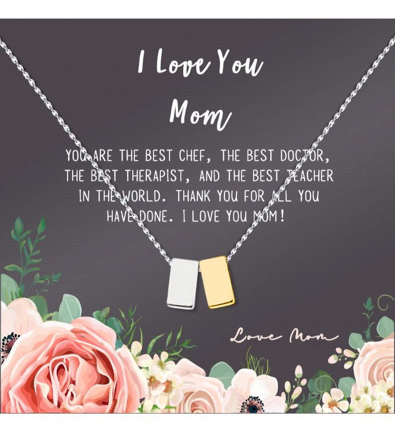 Mother Daughter Necklace - Two Rose Gold Infinity Cube Necklaces, Mothers Day Jewelry Birthday Gift with Gift Box and Box [Silver Gold Cube, No-Personalized Card]