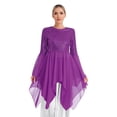 thumbnail image 5 of iiniim Women Shiny Sequins Patchwork High Low Praise Dance Dress Clothes Purple XL, 5 of 6