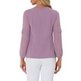 thumbnail image 3 of INSPIRE CHIC Women's Chiffon Blouse Keyhole Neck Patchwork Sleeve Elegant Work Top L Dark Purple, 3 of 6