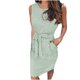 thumbnail image 2 of ICHUANYI Clearance Women Casual Summer Crewneck Dresses Striped Printing Dress Tie Pocket Sleeveless Dress(Green, M) ICHUANYI WER2023081205876, 2 of 6