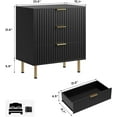 thumbnail image 2 of Fluted 3 Drawer Dresser for Bedroom, Modern Nightstand with Deep Drawers, Chest of Drawers with Wide Top, Wooden Dresser Organizer, Side Table for Living Room, Hallway, Kids Room, Black, 2 of 7