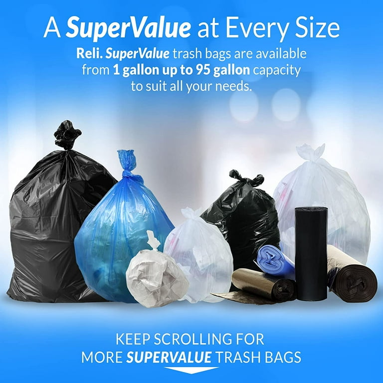 Reli. 30 Gallon Trash Bags Drawstring | 250 Count Bulk | Black | 30 Gallon Garbage Bags Heavy Duty | Large