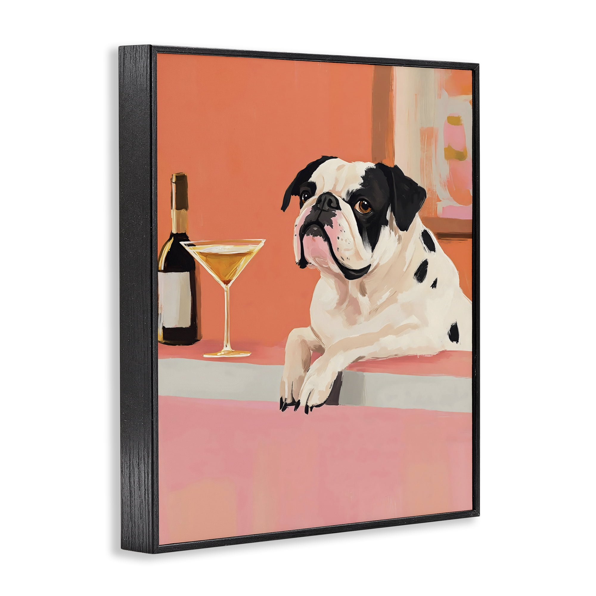 Stupell Industries Bulldog at Martini Lounge Black Framed Giclee Art, design by The Prints Vibe