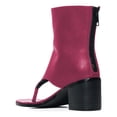 thumbnail image 2 of YDN Women Unique Round Open Toe Flip Flop Ankle Sandals Block Mid Heel Back Zippers Boots Dressy Shopping Work Shoes Size 12 Fuchsia, 2 of 3
