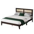 thumbnail image 4 of Bed Frame with Rubber Wood, Underbed Spacious Storage, Easy Assembly, Queen Size Bed Frames with Rattan Headboad and Enhanced by Support for Bedroom, Espresso, 4 of 9