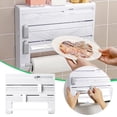 thumbnail image 2 of Binwennn Cutting Board 6 In 1Kitchen Storage Rack Multifunctional Foil Cling Film Cutter Wrap Cling Film Foil Dispenser Wall Mount Storage Rack Paper Towel Holder, 2 of 7