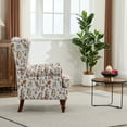 thumbnail image 5 of CQSXDA Floral Upholstered Armchair With Retro Wood Legs, Single Sofa Chair For Living Room And Office, 
Brown+Yellow, 5 of 14