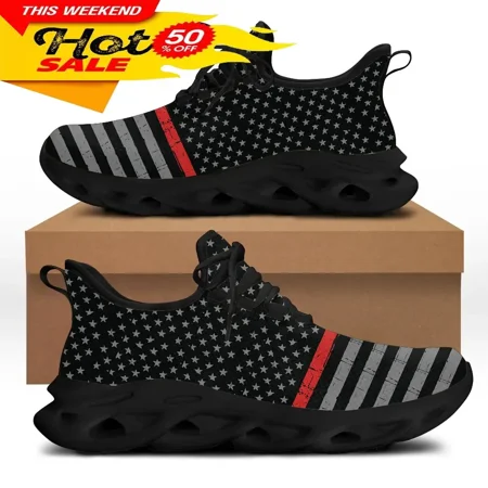 

American Flag Design Sneakers Women Unisex Patriotic US Lace-Up Shoes Spring Travel Knit Hiking Sneakers Daily Flats