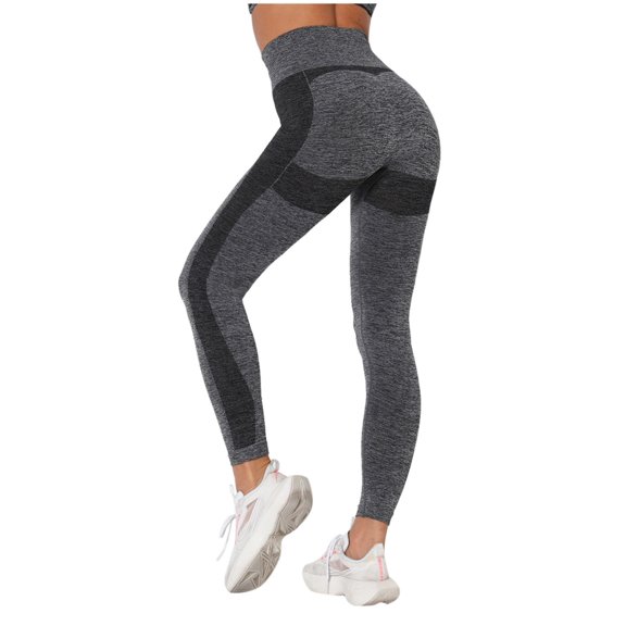 EOYWHK Women's Leggings High Waisted Yoga Leggings Tummy Control Compression Quick Dry Pants for Workout Running Gym Gray L