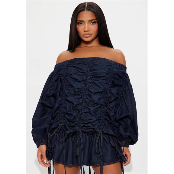 Off-Shoulder Ruched Mini Dress