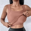 thumbnail image 2 of Cmfcve Summer Tank Tops for Women Patchwork Sleeveless Workout Tops Square Neck Pullover with Bra Pad Undershirt, 2 of 9