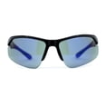 thumbnail image 1 of Mens Color Mirror Baseball Half Rim Wrap Plastic Sport Sunglasses Black Blue Mirror, 1 of 4