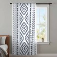 thumbnail image 4 of Navy Blue Boho Sheer Curtains 45 Inches Long, Vintage Southwestern Geometric Stripes Light Filering Curtains, Breathable Simi Curtain Privacy Drapes for Kitchen Bathroom Small Window Treatment, 4 of 9
