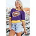 thumbnail image 4 of Ushdele Vibrant Purple Sequin Rugby Sweater | Chic Color Block Design, 4 of 8