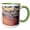 Green/White, variant on 3drose, Lake Michigan Summer - Stylized Photograph of a Sandy Beach with Crashing Waves, 15oz Mug