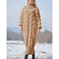 thumbnail image 1 of Robe Maxi d'Hiver Tricotée pour Femmes avec Manches Longues et Col Haut, 1 of 2