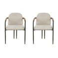 thumbnail image 2 of Christopher Knight Home Modern Beige Upholstered Dining Chairs with Iron Frame and Gold Trim, Set of 2, 2 of 13