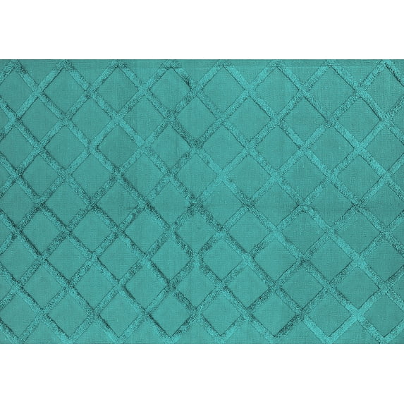 Ahgly Company Machine Washable Indoor Rectangle Oriental Turquoise Blue Industrial Area Rugs, 8' x 12'