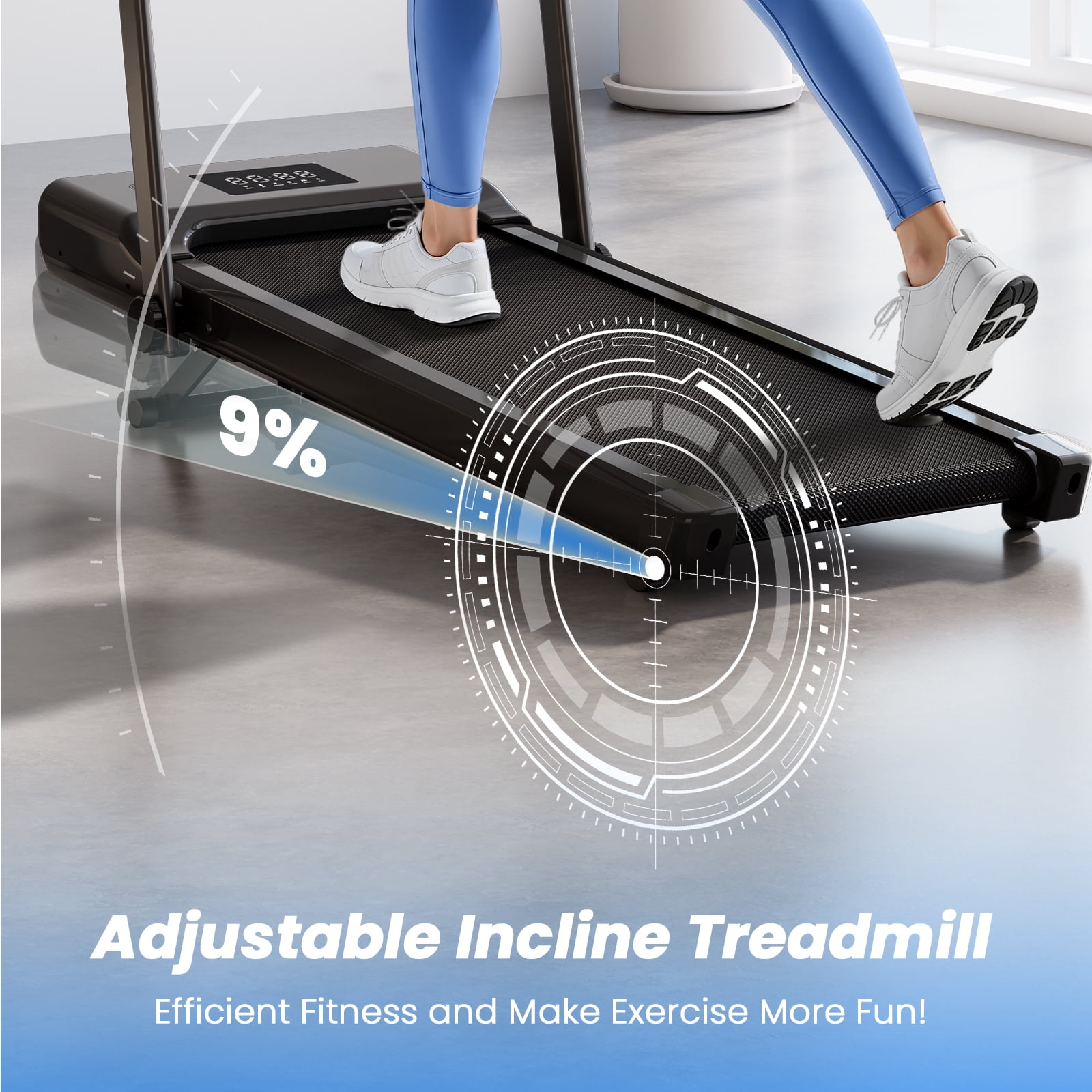 Superun Walking Pad Treadmill with Handle Bar, 300 LBS Capacity Treadmills for Home, 3.0HP Portable Under Desk Treadmill for Home Office with LED Display Remote APP Control
