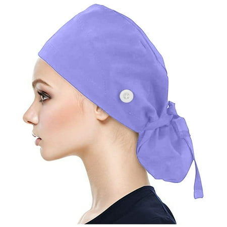 CieKen Scrub Cap With Buttons Bouffant Hat With Sweatband for Womens and Mens