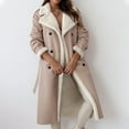 thumbnail image 5 of Antinious Womens Belted Waist Fleece Quilted Jacket Women Collar Coat with Pockets,Warm Trench Coat,Casual Winter Coats for Women,Beige,S, 5 of 5
