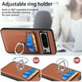 thumbnail image 6 of Allytechgroup Cards Holder Wallet Case for Apple Google Pixel 6a, PU Leather Slim Fit Shell Vintage Cards Slots Ring Holder Stand Easy Grip Phone Case for Google Pixel 6a, Brown, 6 of 7