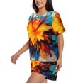 thumbnail image 2 of Kdxio Colorful Paint Print Print Pajamas Sets for Women Short-Sleeved Pjs with Lounge Shorts Two Piece Sleepwear S-4XL, 2 of 5