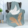 thumbnail image 4 of Hippie Soft Flannel Fleece Blanket, Dove of Peace Flying Above Hands for World Peace Theme Vintage Style, Cozy Plush for Indoor and Outdoor Use, 50" x 70", Slate Blue White and Tan, by Ambesonne, 4 of 5